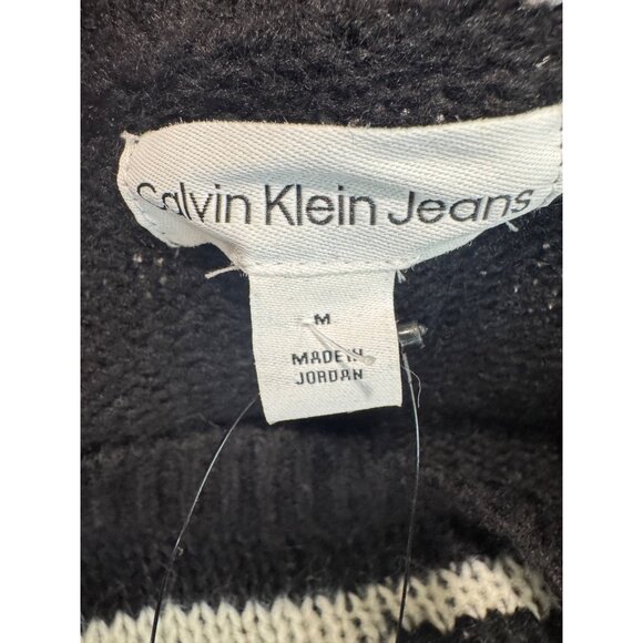 NWT Calvin Klein Jeans Womens Black White Oversized Soft Cozy Logo Sweater M Y2K - Picture 4 of 9